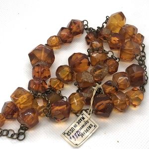 VTG BALTIC COGNAC AMBER NECKLACE FACETED BEADS
